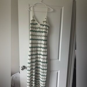 Hollister Green and White Striped Maxi Dress